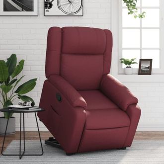 vidaXL Sill&oacute;n Reclinable Elevable Cuero Artificial Rojo Tinto Vidaxl