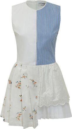 Msgm White Striped Floral Dress