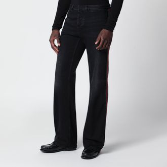 Gucci Pantalone in denim di cotone con nastro Web nero
