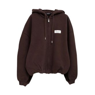 Jacquemus Hoodies & sweatvesten, Heren, Bruin, S, Katoen, Logo Katoenen Hoodie