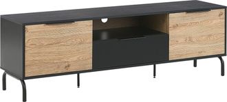 Beliani Beliani - Soporte Para Tv Patas De Metal De Tablero De Part&iacute;culas De Madera Clara Y Negra Para Tv De Hasta 70 Almacenamiento Arkley
