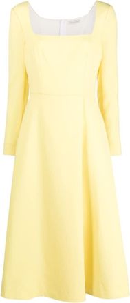 Emilia Wickstead long-sleeve flared midi dress - women - Wool/Polyester - 12 - Yellow