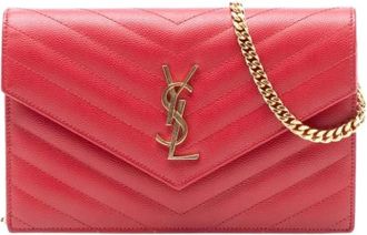 Saint Laurent Pre-owned Cross Body Bags, female, Red, Size: ONE SIZE Pre-owned Leather Crossbody Bag