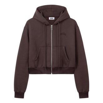 GCDS Gcds, Hoodies & sweatvesten, Dames, Bruin, XS, Katoen, Zip-Up Lounge Sweatshirt met Logo