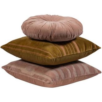 Woood Feis kussenset Velvet roze/naturel (set van 3) (45x45x10 cm)