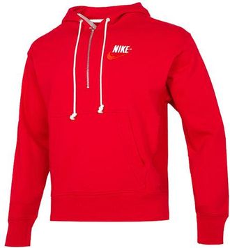 Nike Mens Nike Embroidered Logo Half Zipper Hooded Knit Pullover Red DM5280-657