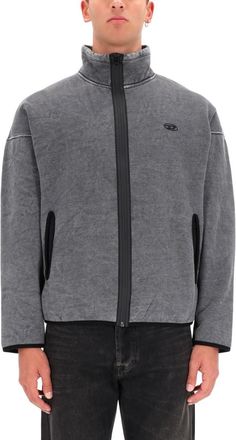 Diesel Grey Logo Mock Collar Sweatshirt