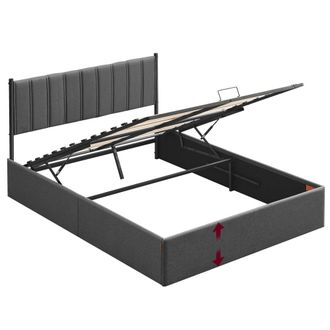 Vasagle Estructura de cama elevable de 160 x 200 cm de color gris oscuro