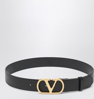 Valentino Garavani VLogo black/gold leather belt