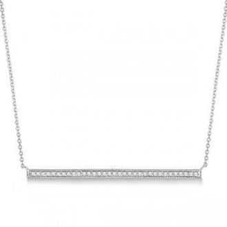 Allurez Pave Set Horizontal Diamond Bar Necklace 14k White Gold 0.33ct