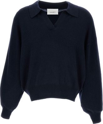 Lisa Yang Mid-Weight Pure Cashmere Polo Sweater with Ribbed Trims