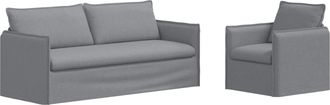 vidaXL Juego De Sof&aacute; 2 Uds. Gris Claro Tela Vidaxl