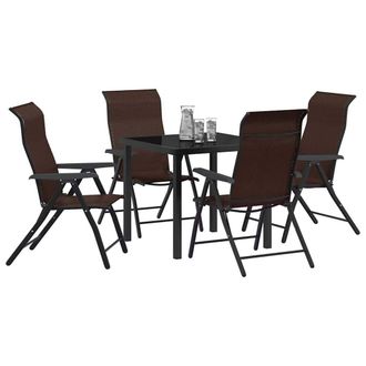 Berkfield Home Modern 5 Piece Garden Dining Set Brown Poly Rattan