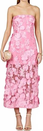 endless rose Floral Embroidery Strapless Dress In Pink