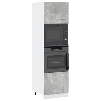 Berkfield Home Microwave Cabinet Lyon Concrete Grey 60x57x207 cm Engineered Wood | Size: 60 x 57 x 207 cm