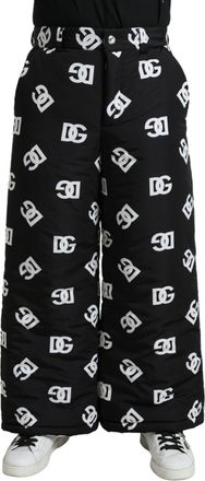 Dolce & Gabbana Black Logo DG Print Wide Leg Mens Pants