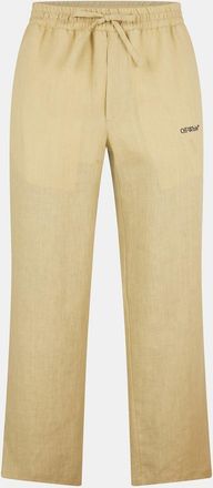Off-white Mens Off White Solid Patterned Slim Trousers in Beige/Blue - Size X-Small
