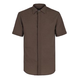 Emporio Armani Short Sleeve Shirts, male, Brown, Size: L Icon Short Sleeve Shirt