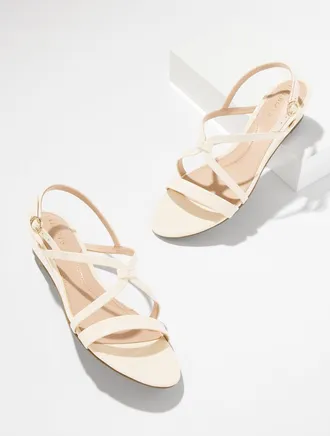 Talbots Capri Patent Leather Wedge Sandals - Talbots Ivory - 10 1/2 M