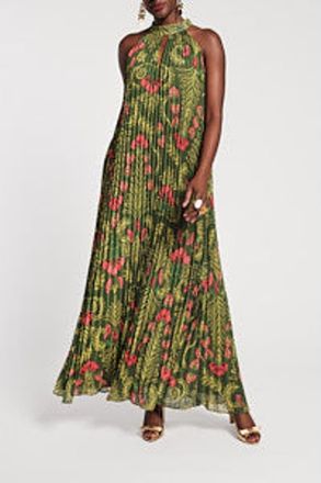 Frances Valentine Slim Pleated Maxi Dress in Green/multi at Nordstrom, Size X-Small