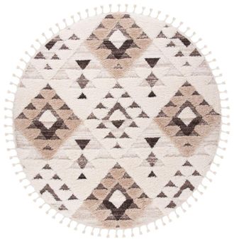Safavieh Alfombra de polipropileno blanco/marr&oacute;n, 122 cm