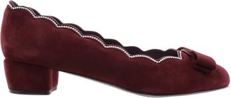 Ferragamo Ferragamo Vara Studded Scalloped Suede Pumps Size 7 D