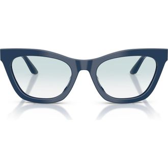 Emporio Armani 55mm Cat Eye Sunglasses in Shiny Blue /Clear Blue at Nordstrom