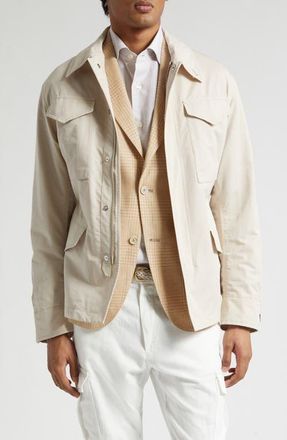 Eleventy Cotton & Silk Field Jacket in 02 Sand at Nordstrom, Size 38 Us