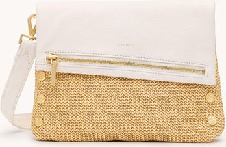 Hammitt Hammitt VIP Calla Lily White Raffia Brushed Gold Hammered Med