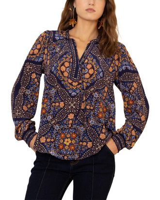 Hale Bob Hale Bob Raina Long Sleeve Silk Blouse