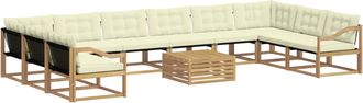 vidaXL Conjunto De Sof&aacute;s De Exterior 11 Uds. Blanco Y Crema Vidaxl