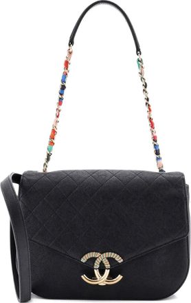 Chanel Thread Around Flap Bag Quilted Caviar Medium shoulder bag - Zwart