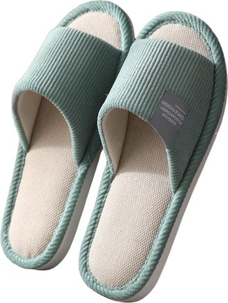 Generic Comfortable Womens Slippers for Household Use Versatile Indoor Linen Footwear for Women and Men Ideal Floor Shoes (Green, 41)