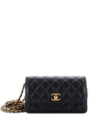 Chanel Mixed Chain Link CC Wallet on Chain Quilted Caviar Small shoulder bag - women - Calf Leather - One Size - Black