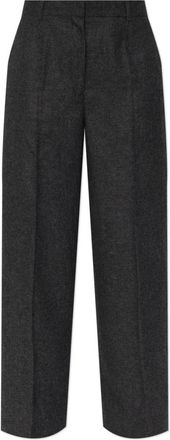 Toteme Pleated Broeken - Dames - Straight fit broeken - Grijs - S - Wol - Broeken