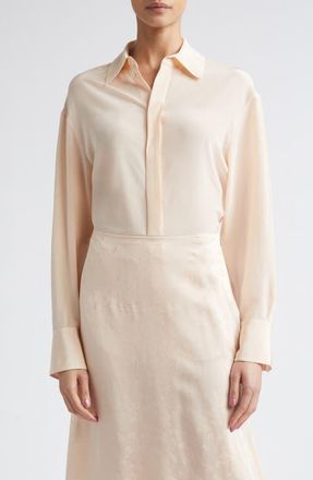 Victoria Beckham Slim Fit Silk Button-Up Shirt in Blossom at Nordstrom, Size 6 Us