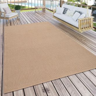 Paco Home Paco Home Alfombra Exterior Terraza Balcón Cocina Lisa Moderna Beige 240x340 cm