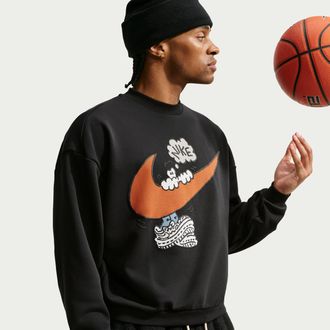 Nike Mens Standard Issue French Terry Basketball Crew in Black | IZ1720-010