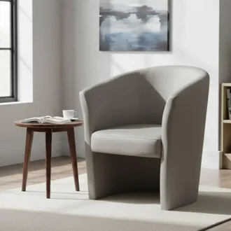 Dmora Dmora Fauteuil Avec Rev&ecirc;tement En &Eacute;co-cuir, Couleur Grise, 65 X 78 X 60 Cm
