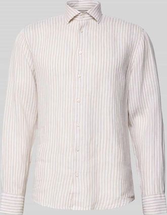 Seidensticker Regular Fit Business-Hemd aus Leinen mit Kentkragen in Sand, Gr&ouml;&szlig;e 39