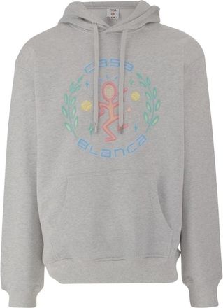 Casablanca Cotton Sweatshirt met Logo - Heren - Hoodies - Grijs - XL - Katoen - Hoodies & sweatvesten