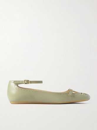 Chloé Ballerine In Pelle Traforata Al Laser Misty - Verde