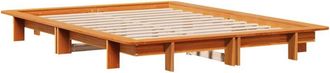 vidaXL Vidaxl - Cama sin colchón madera maciza de pino marrón cera 140x190 cm