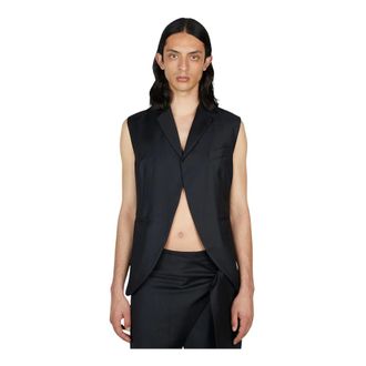 AARON ESH Suit Vests, male, Black, Size: M Cut Away Sleeveless Blazer