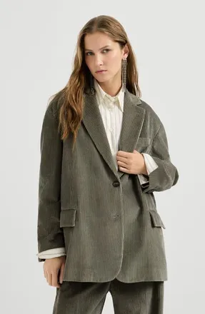 Brunello Cucinelli Cotton corduroy blazer with monili in Origano at Nordstrom, Size 36