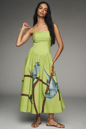 Farm Rio Sleeveless Square-Neck Drop-Waist Dress