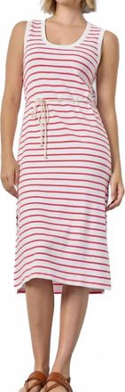 Lilla P Side Slit Tank Dress In Geranium Stripe