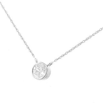 House of Brilliance AGS Certified 10K White Gold 1/5 Cttw Bezel Set Diamond Solitaire Pendant Necklace at Nordstrom