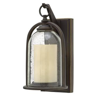 Netlighting Quincy Outdoor Small Wall Lantern Light Oil Rubbed Bronze IP44 E27 in Brown