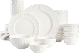 Gibson Home Gracious Dining Embossed 40-Piece Porcelain Dinnerware Set in White at Nordstrom